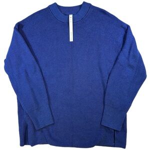 Lululemon Merino Wool-Blend Ribbed Crewneck Sweater Size 12 Blue
